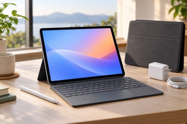 Kalem ve klavyeli modern tablet bilgisayar