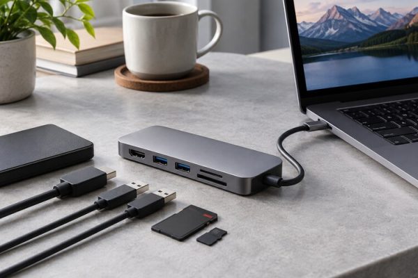 Dizüstü bilgisayara bağlı USB-C hub