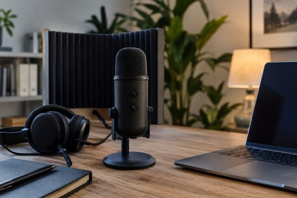 Dizüstü bilgisayar yanında USB mikrofon