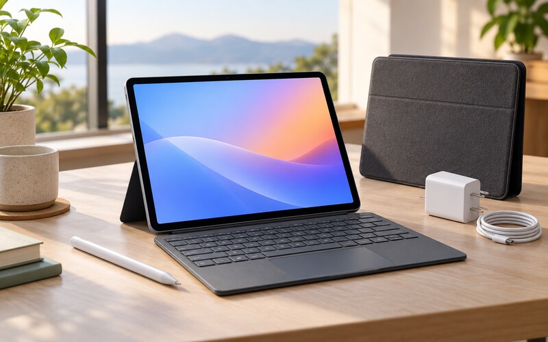 Kalem ve klavyeli modern tablet bilgisayar