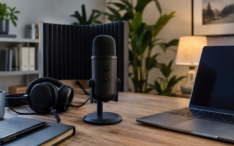 Dizüstü bilgisayar yanında USB mikrofon